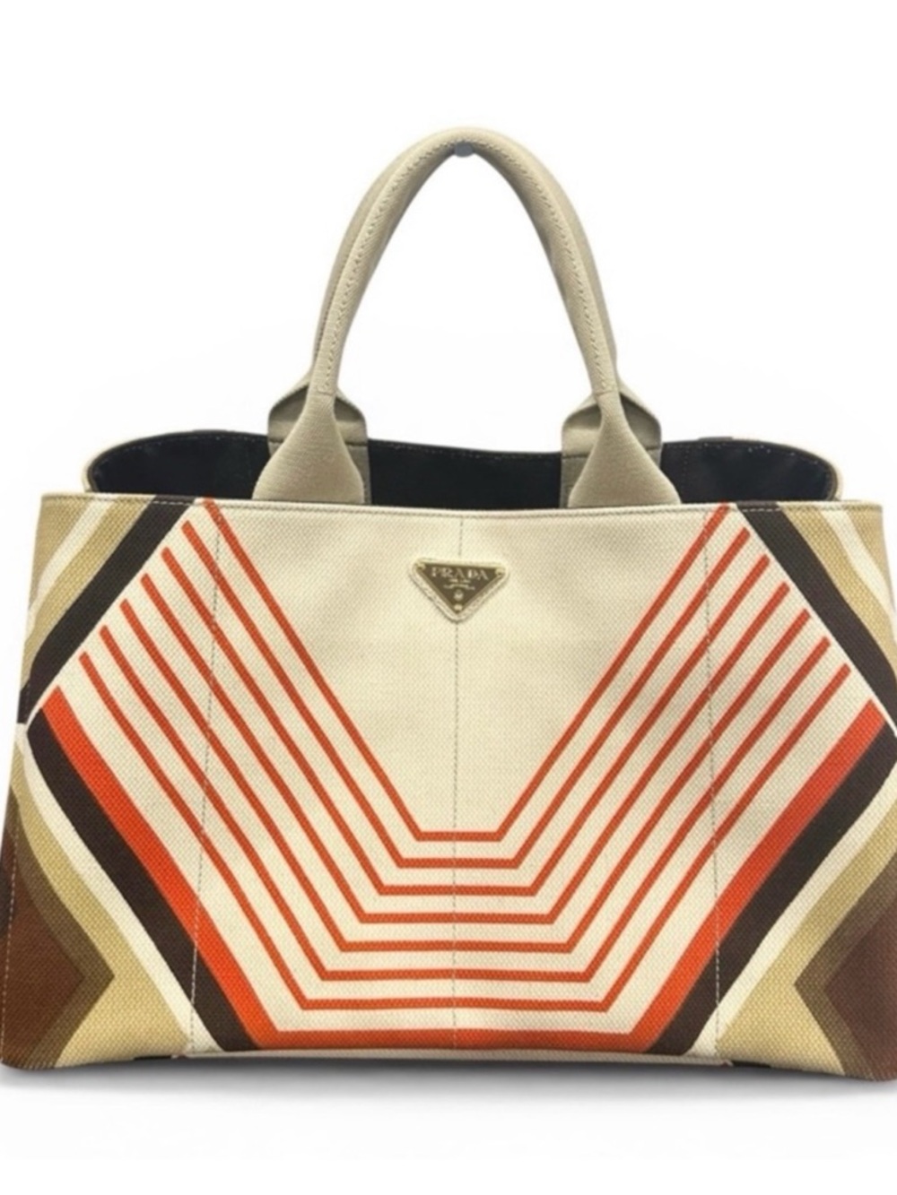 Prada Limited Edition Retro Stampada Geometric Canapa GM Tote